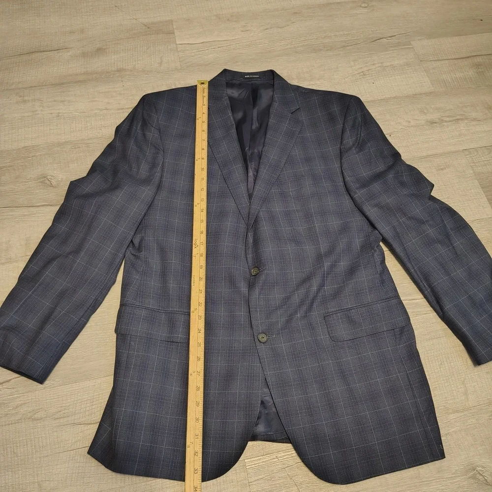 Cremieux Loro Piana Wool Suit Blue Glen Plaid 2 Button Blazer Pants 44 Long